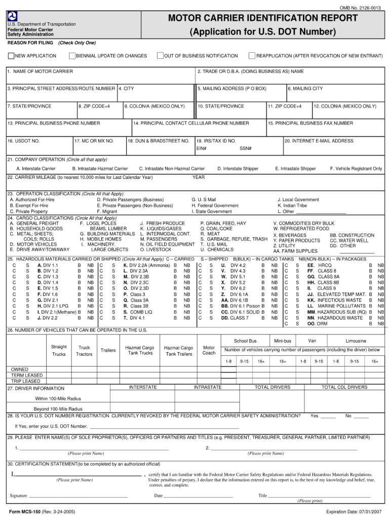 2005 Form MCS 150 Fill Online Printable Fillable Blank PDFfiller