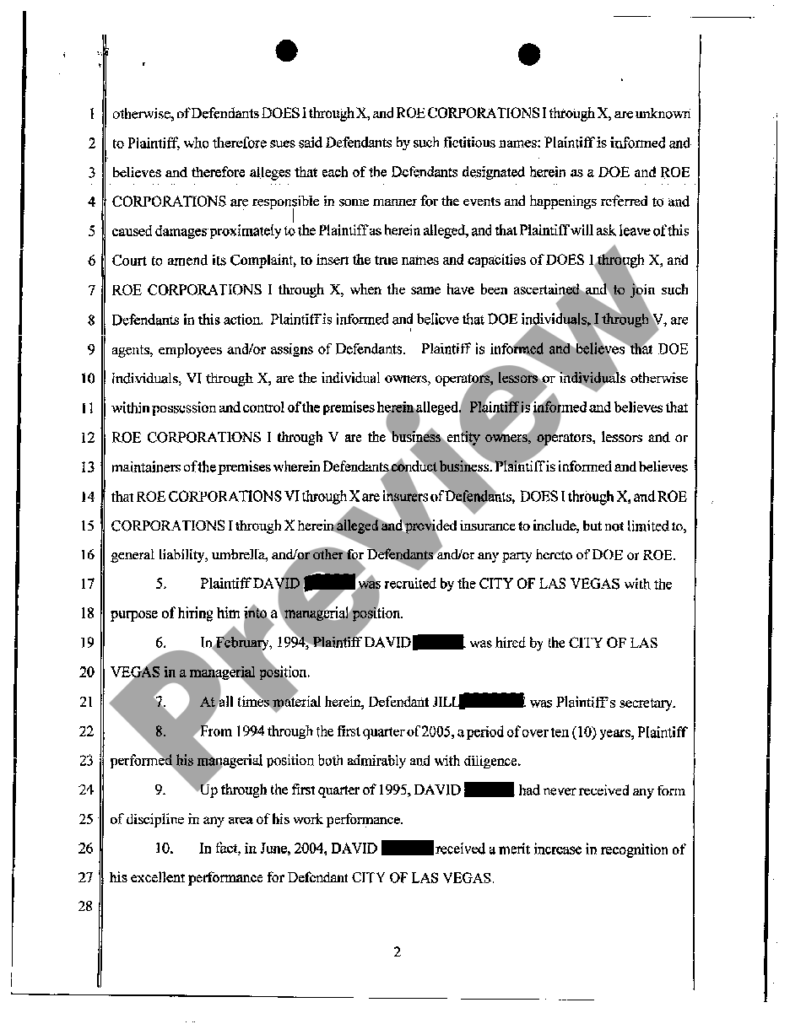 Clark Nevada Complaint Libel Slander Defamation And Wrongful 