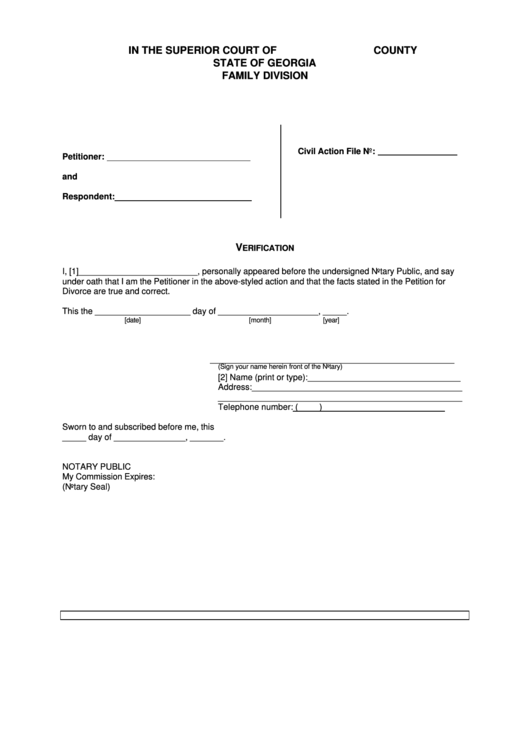 Fillable Verification Form State Of Georgia Superior Court Printable