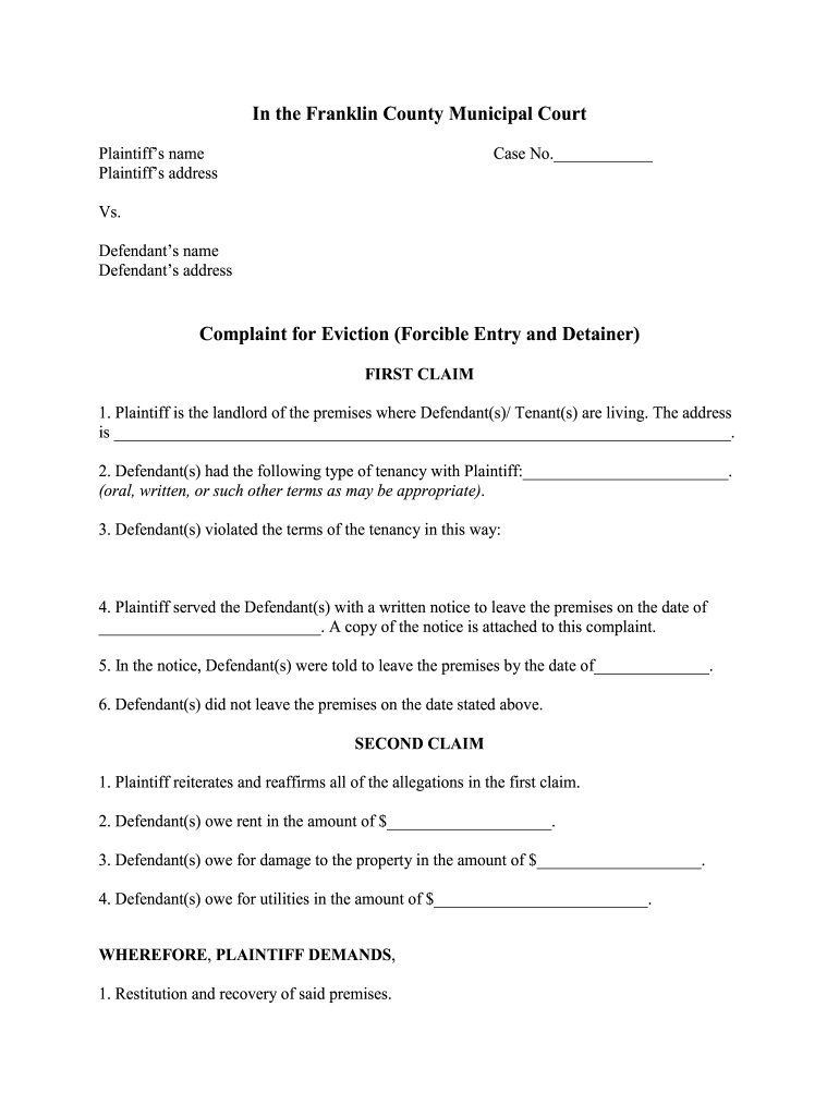 Forms For Filing A Civil Complaint Butler County Ohio Civil Form 2023