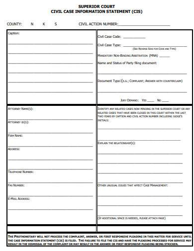 FREE 10 Case Information Samples In PDF MS Word