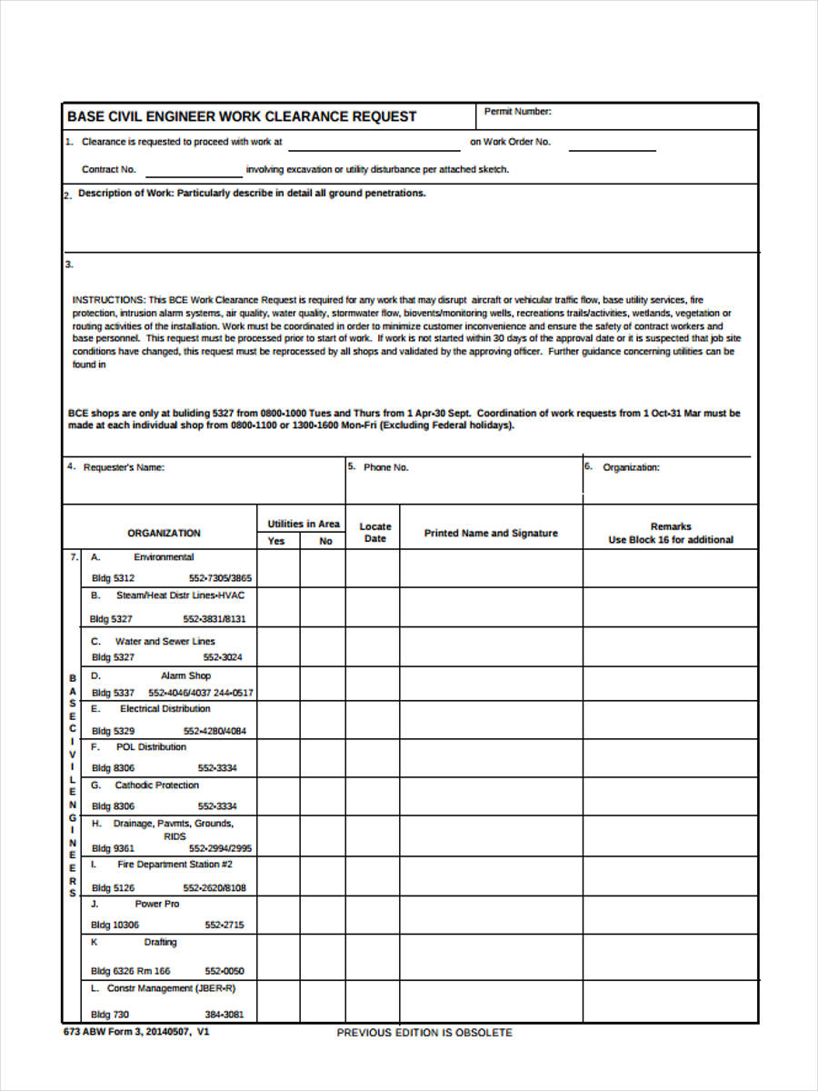 FREE 7 Work Clearance Forms In PDF Ms Word