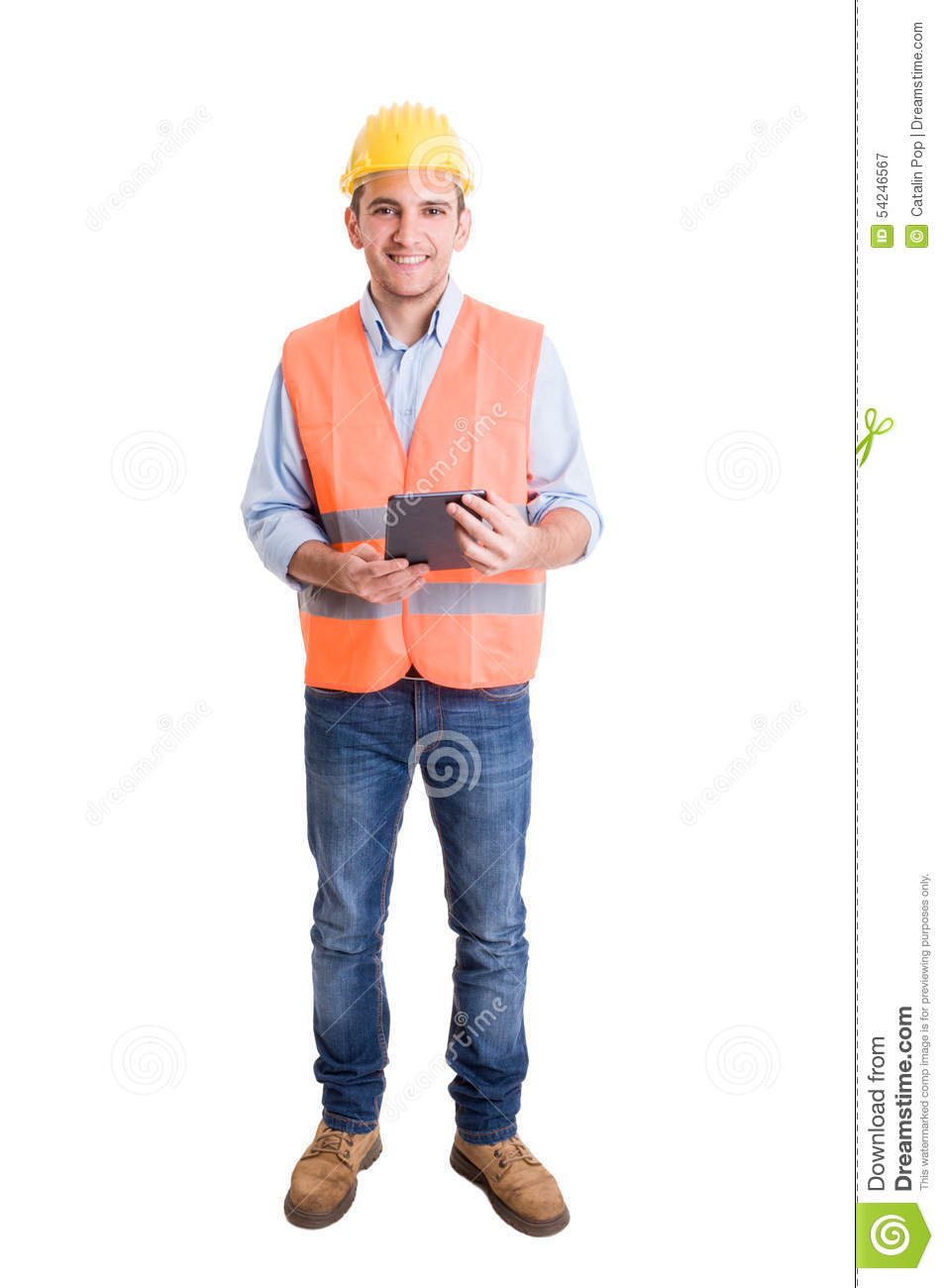 Full Body Of A Modern Engineer On White Background Stock Image Image