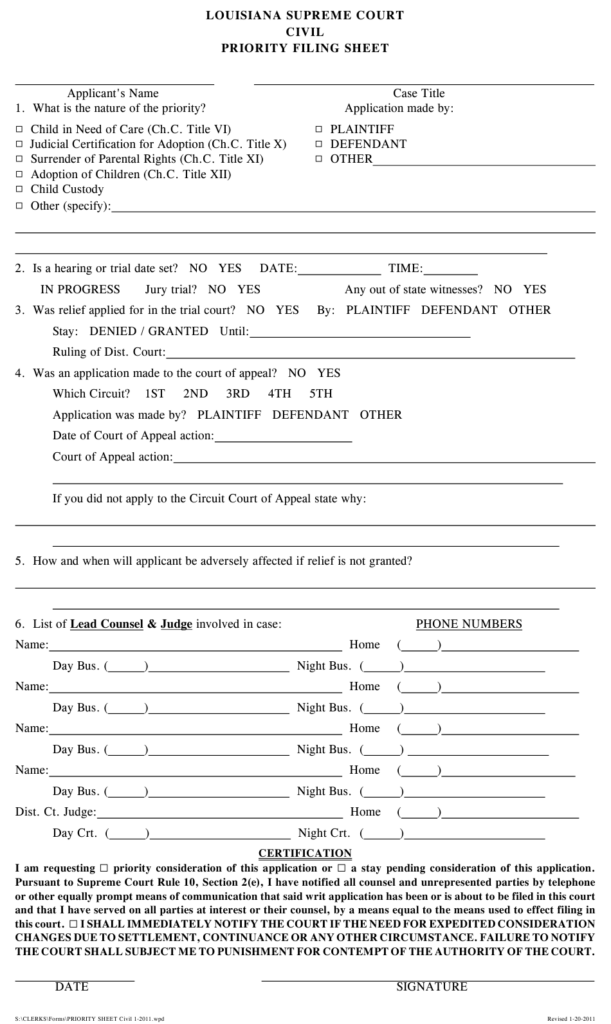 Louisiana State Court Civil Filing Cover Sheet Form Civil Form 2023 Louisiana State Court Civil Filing Cover Sheet Form Civil Form 2023