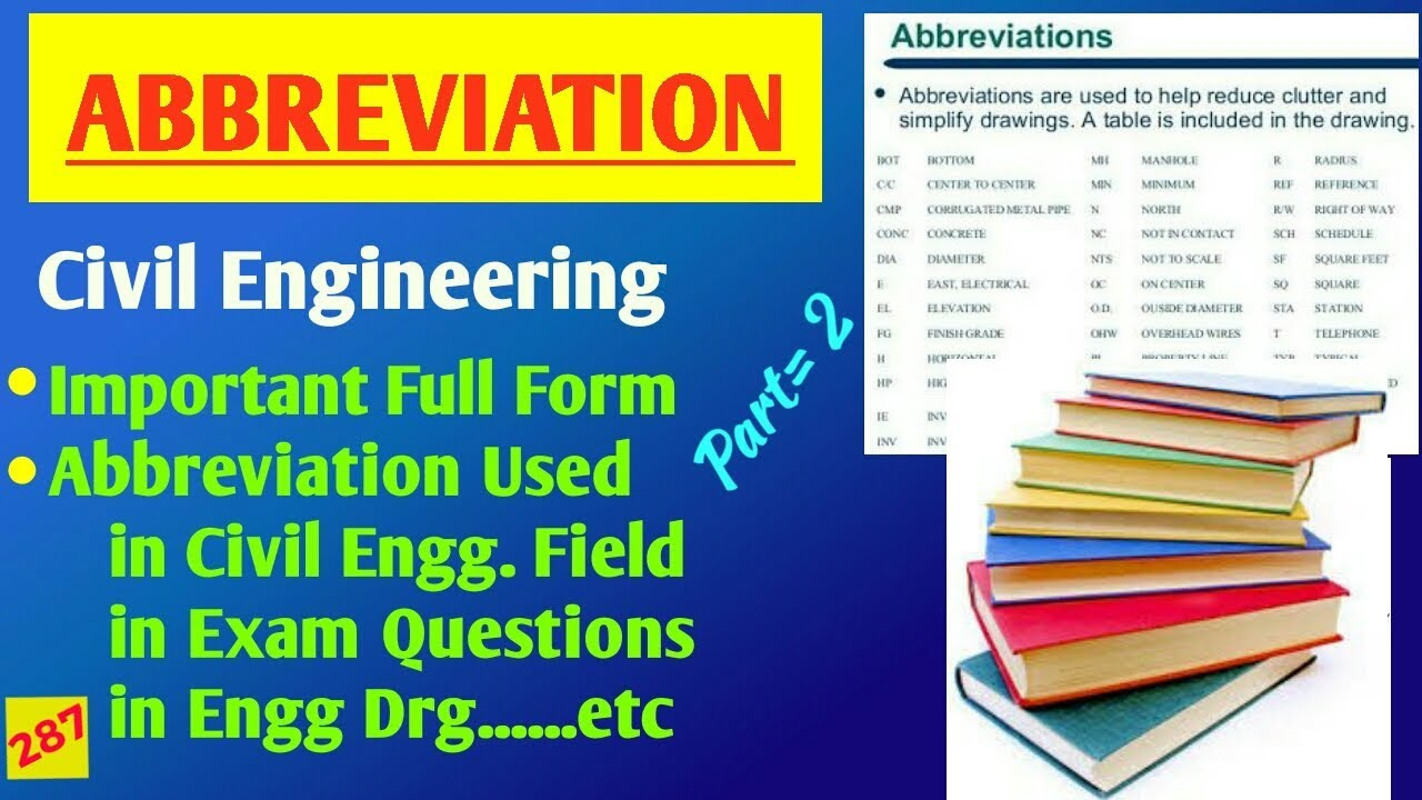 Part 2 Abbreviation Used In Civil Engineering Different Full Form