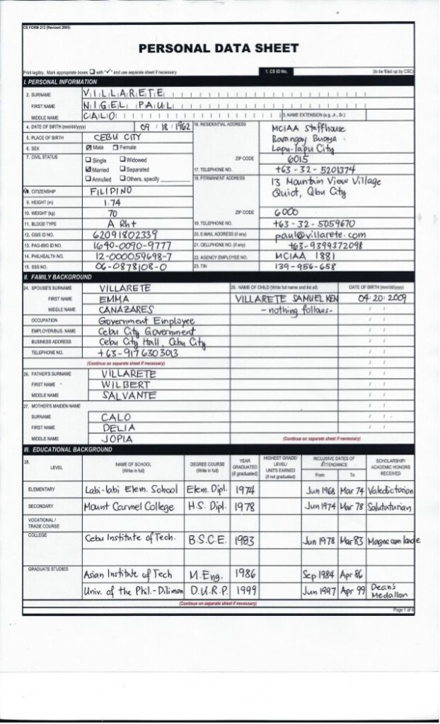 Pds form civil service civil form 2024