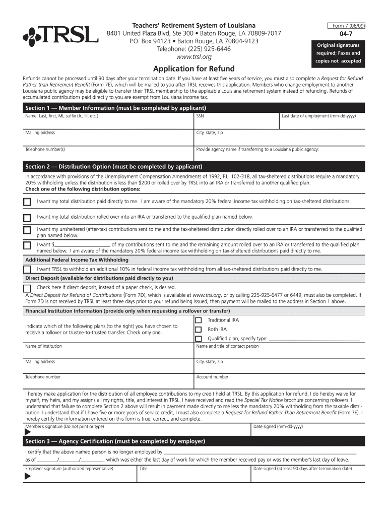 Trsl Form 7 Fill Online Printable Fillable Blank PDFfiller