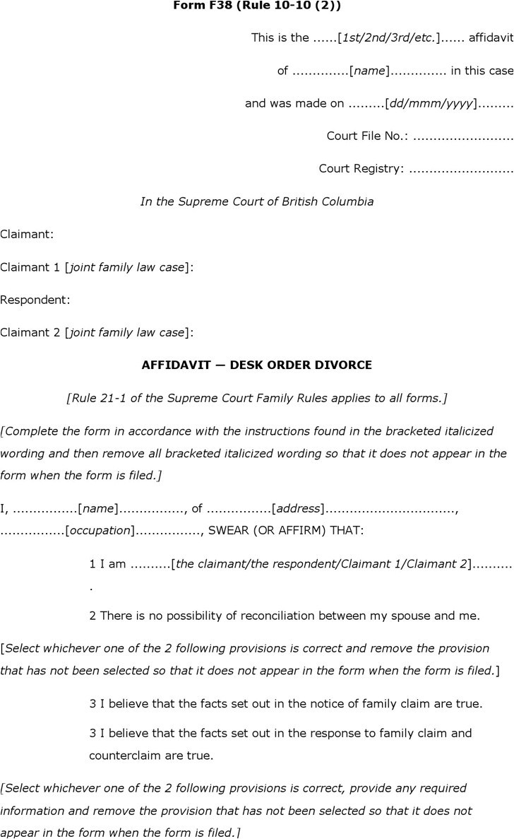 Uncontested Divorce Forms Bc Universal Network 7 British Columbia