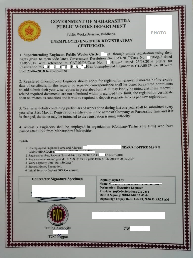 Unemployed Engineer PWD Contractor Licence Registration Suraj Laghe