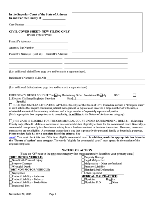 Arizona Supreme Court Civil Forms Civil Form 2023