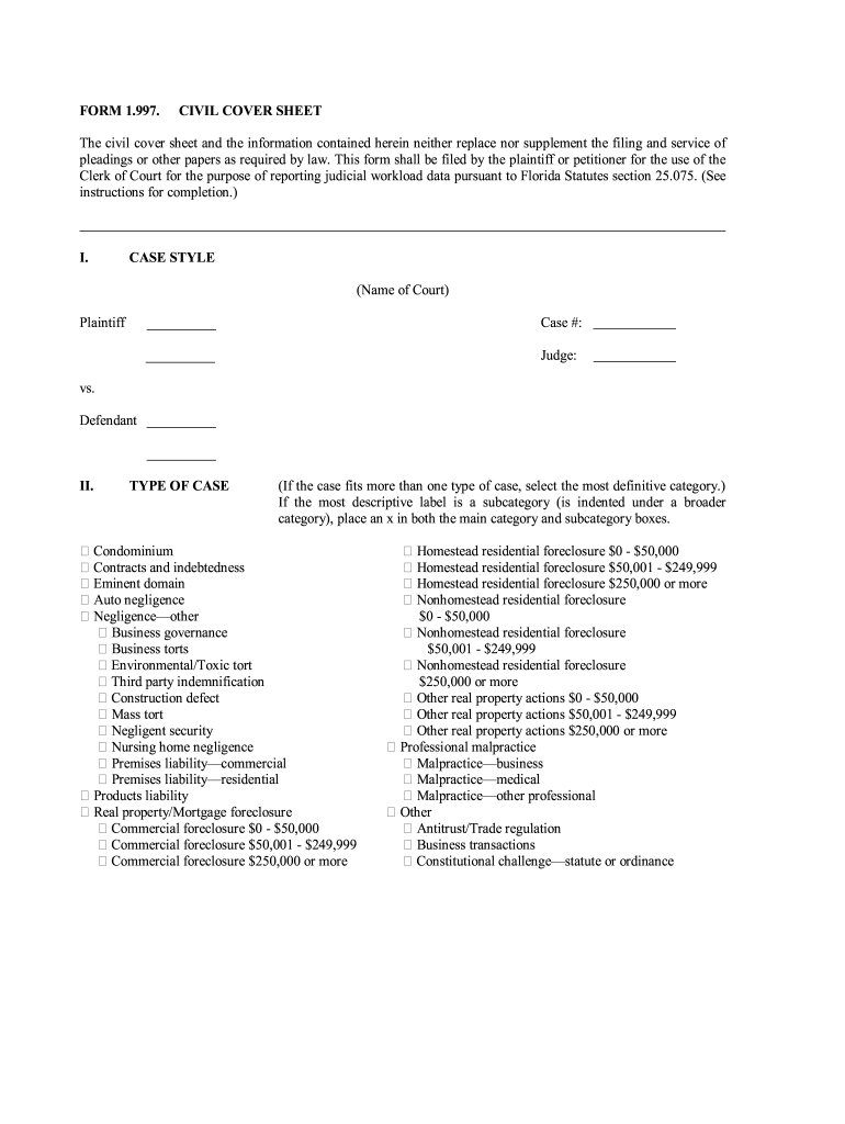 Broward County Civil Cover Sheet Fill Online Printable Fillable