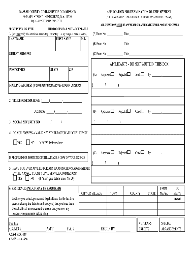 Csx1 Nassau Form Fill Online Printable Fillable Blank PdfFiller