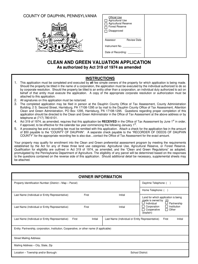 Dauphin County Clean And Green Fillable Application Form Fill Out And