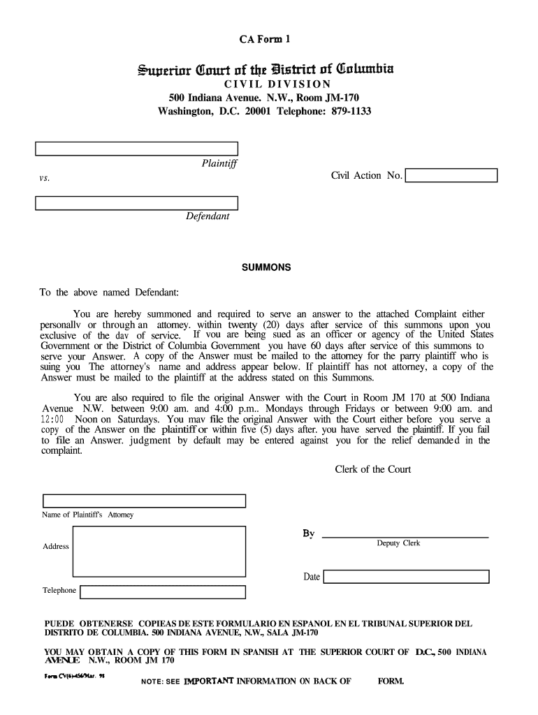Dc Superior Court Forms Fill And Sign Printable Template Online US