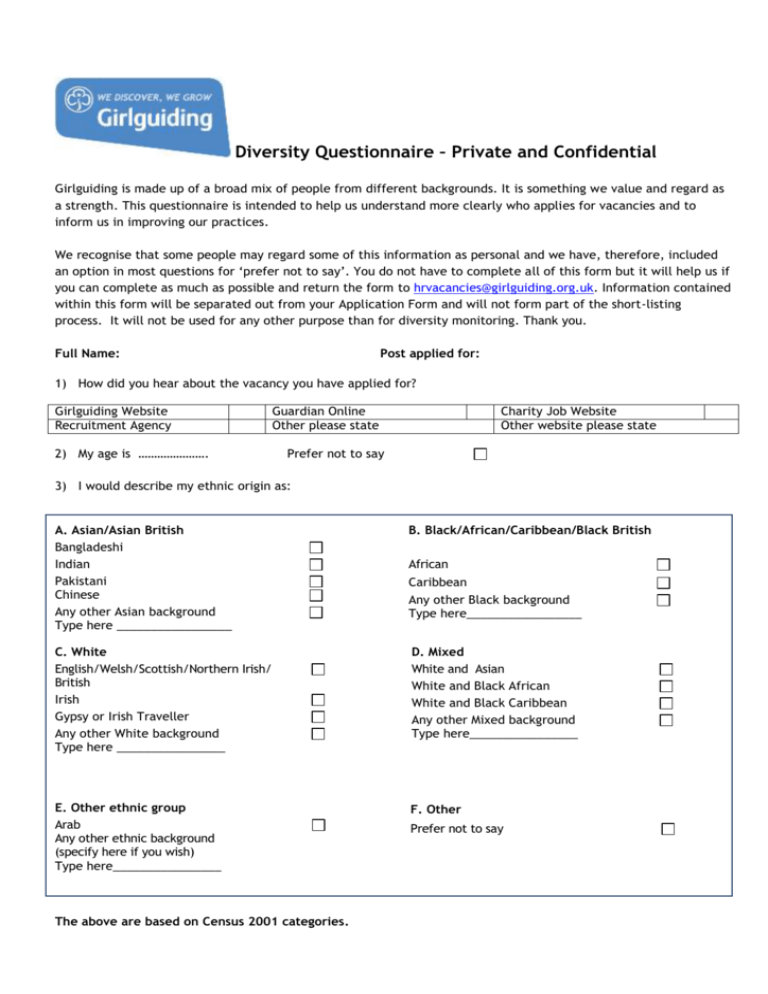 Diversity Monitoring Form