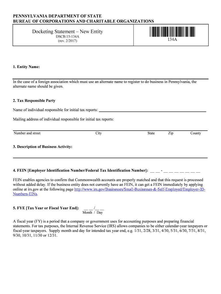 Docketing Statement Pa Department Of State Form Fill Out And Sign