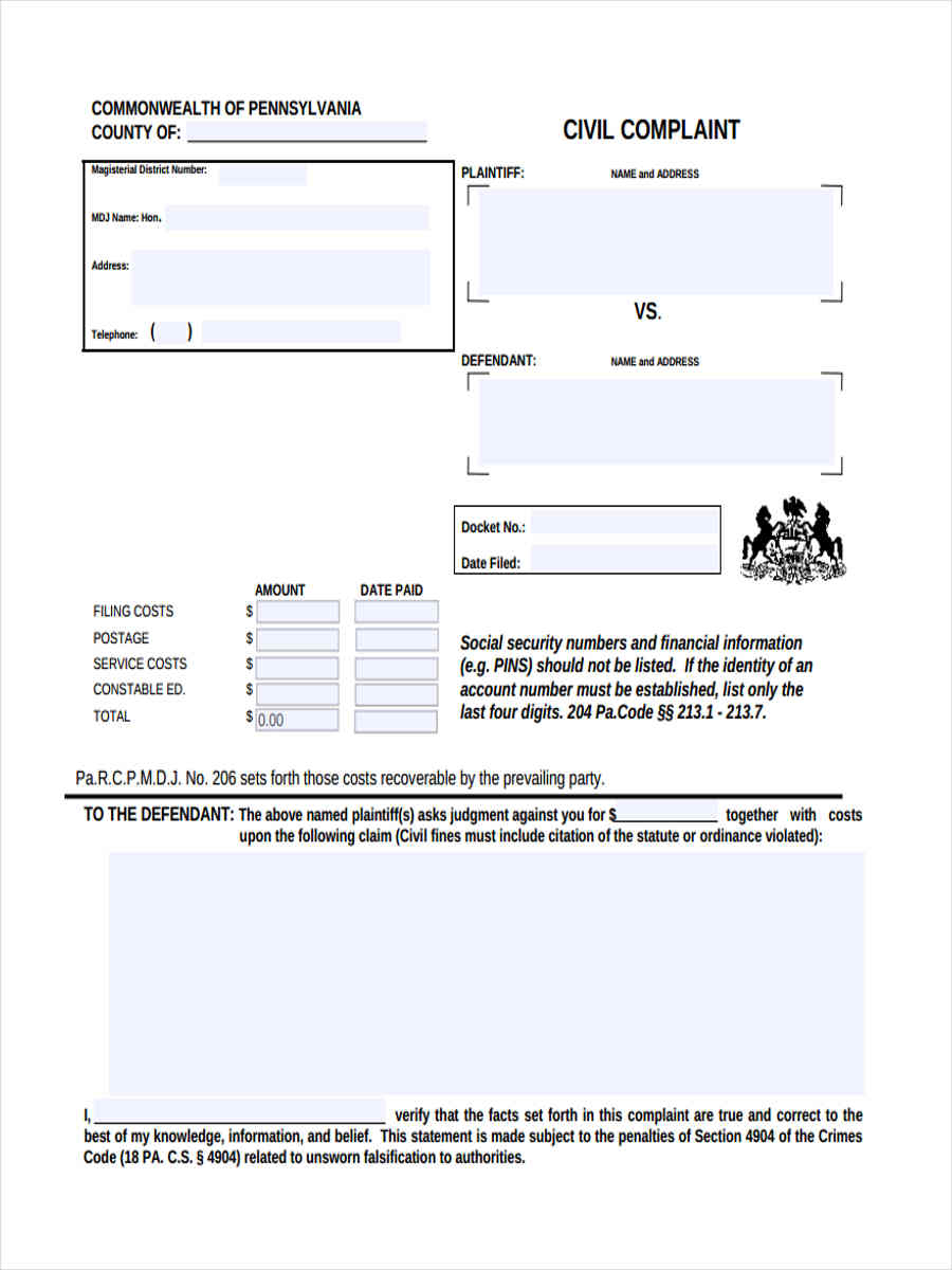 Free 5 Sample Civil Complaint Forms In Ms Word Pdf Free Nude Porn Photos