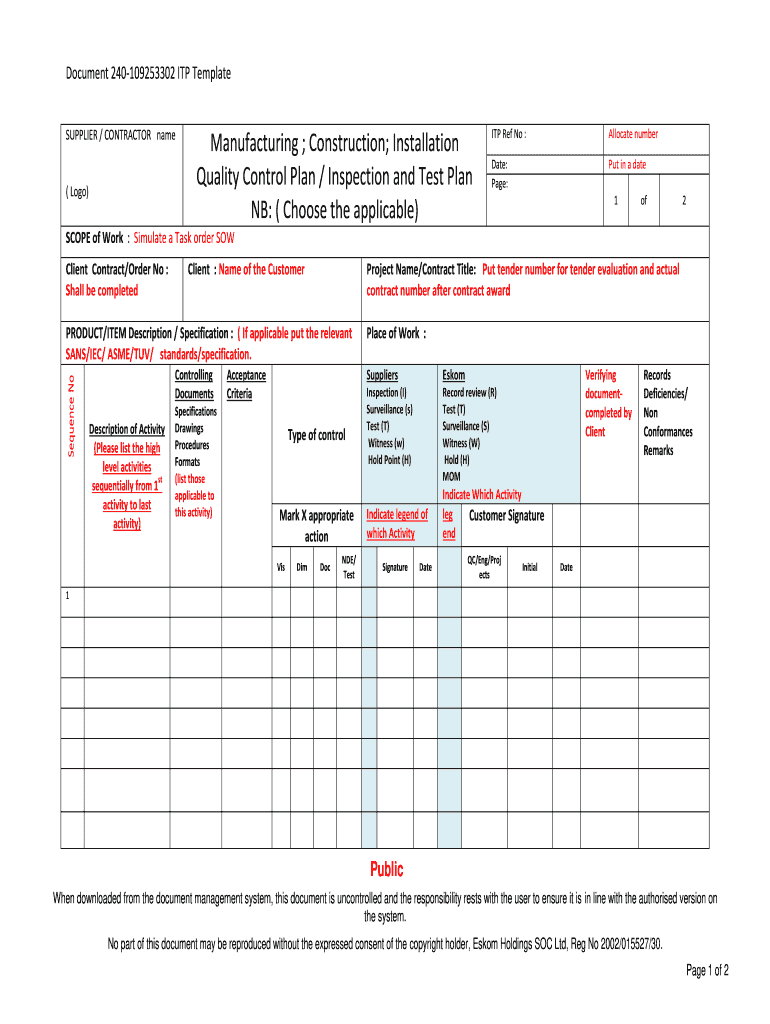 Itp Template Fill And Sign Printable Template Online US Legal Forms