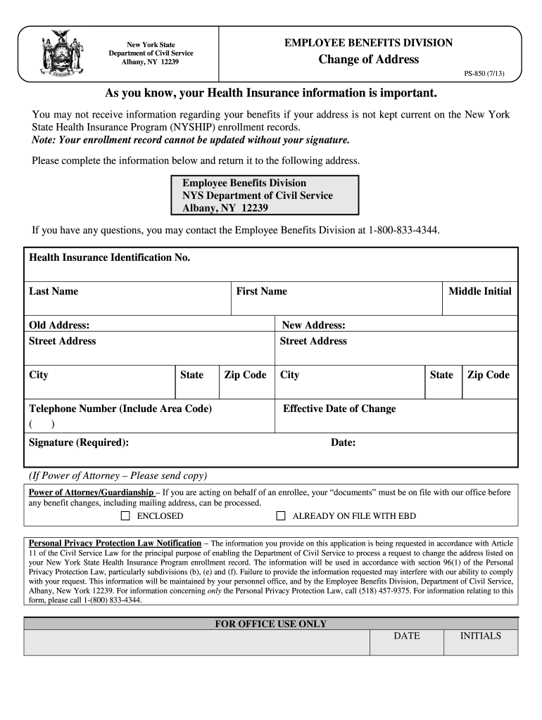 Nys Civil Service Form Ps 850 Fill Online Printable Fillable Blank
