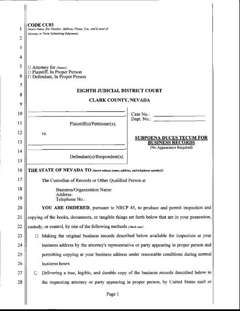 Subpoena Duces Tecum Meaning In Court