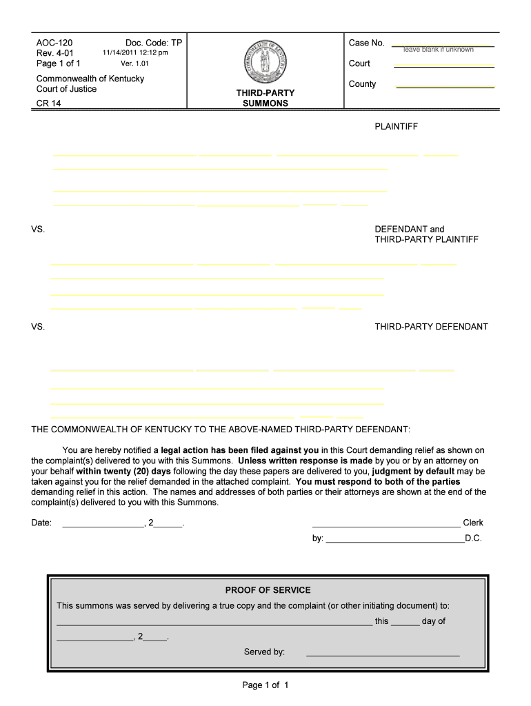 Summons In A Civil Action U S Courts Courts Ky Fill Out Sign