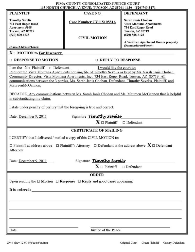 WeidnerApartment HomesHorrorStory 3 Motions Filed With The Pima County 